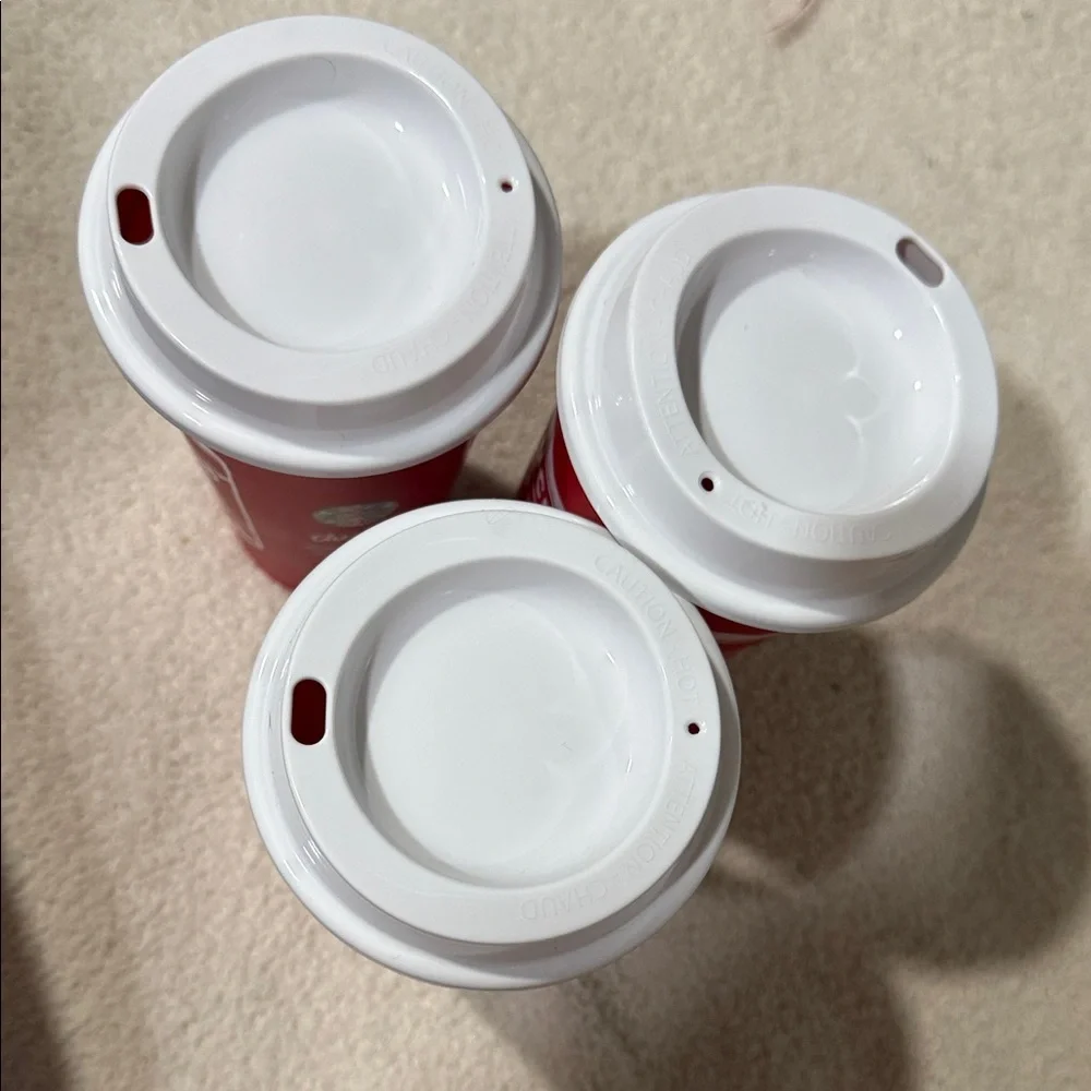 New 3 Starbucks Festive Red Cups with White Design - Picture 5 of 7
